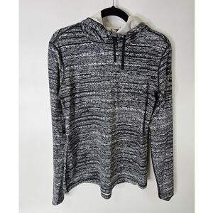 Nike Pro Pullover Womens L Black Space Dye Hooded Activewear Athletic Top